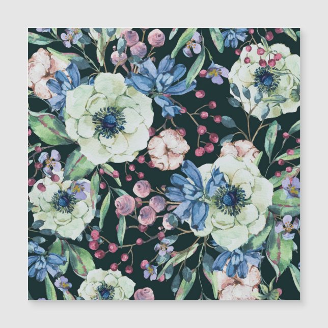 Fleurs sauvages d'anémones : Motif d'aquarelle Vin (Devant)