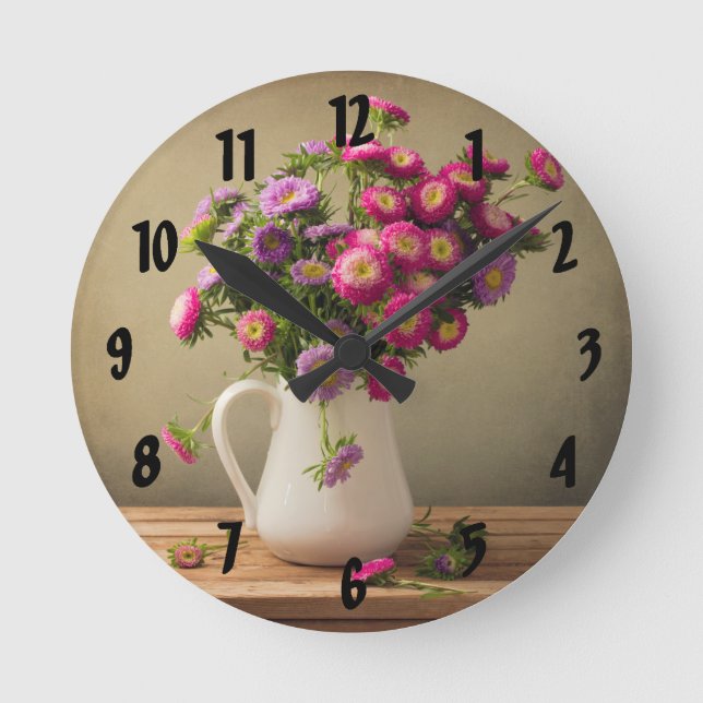 Fleurs sauvages dans une horloge murale vase (Recto)