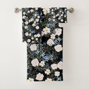 Fleurs sauvages d'aquarelle florale bleu rose Feui