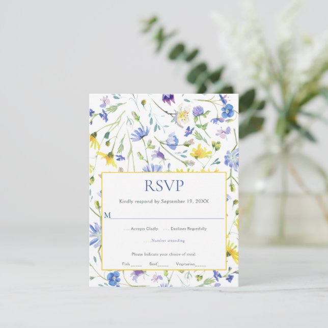 Fleurs sauvages d'aquarelle mariage RSVP (Debout devant)