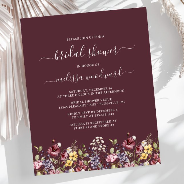 Fleurs Sauvages de Budget Invitation de Fiançaille (Créateur téléchargé)