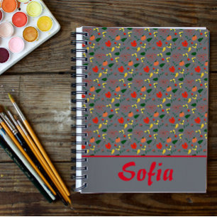 Fleurs sauvages de pavot floral motif gris