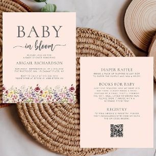 Fleurs Sauvages de Rêve Code QR Baby Shower Rose P