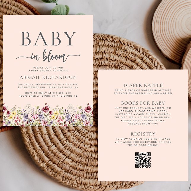 Fleurs Sauvages de Rêve Code QR Baby Shower Rose P (Créateur téléchargé)