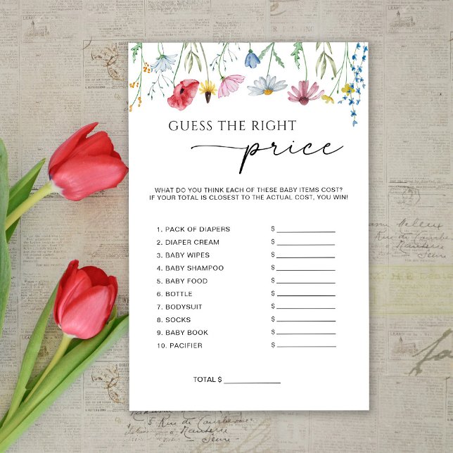 Fleurs sauvages Devinez Le Baby shower Des Prix Je (Créateur téléchargé)