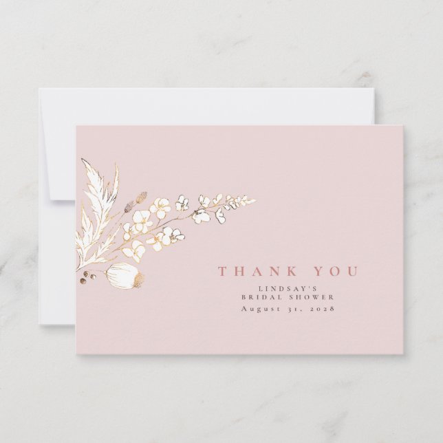 Fleurs sauvages d'or dessiné à la main Merci éléga (Devant)