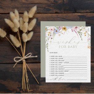 Fleurs sauvages élégantes Aquarelle Vœux pour bébé