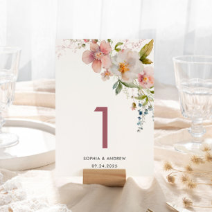 Fleurs sauvages élégants 1 Mariage Numéro de table
