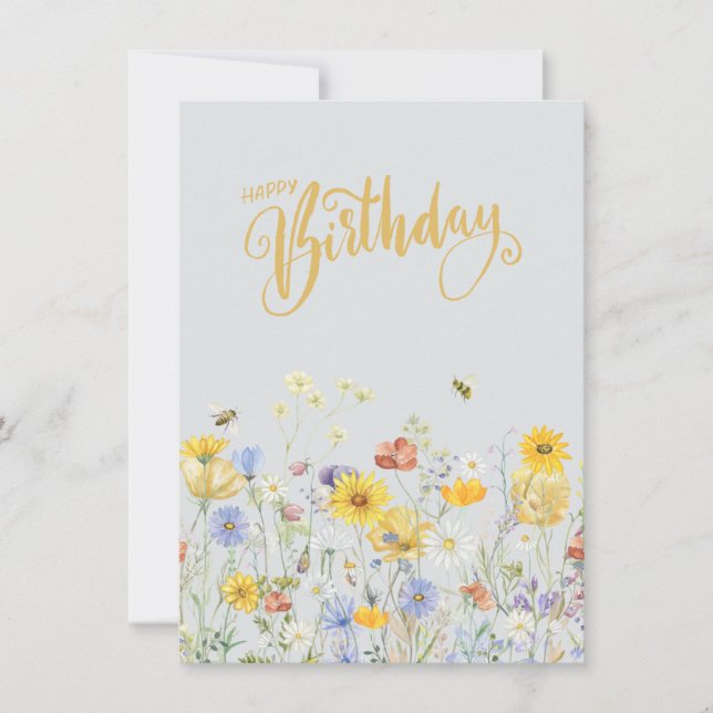 Fleurs sauvages En Bloom Bonne Carte Anniversaire (Devant)