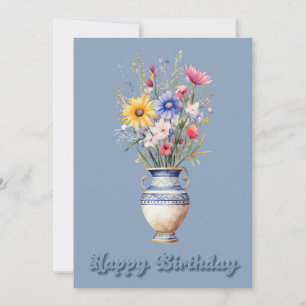 Fleurs sauvages en Vase Carte de voeux d'anniversa