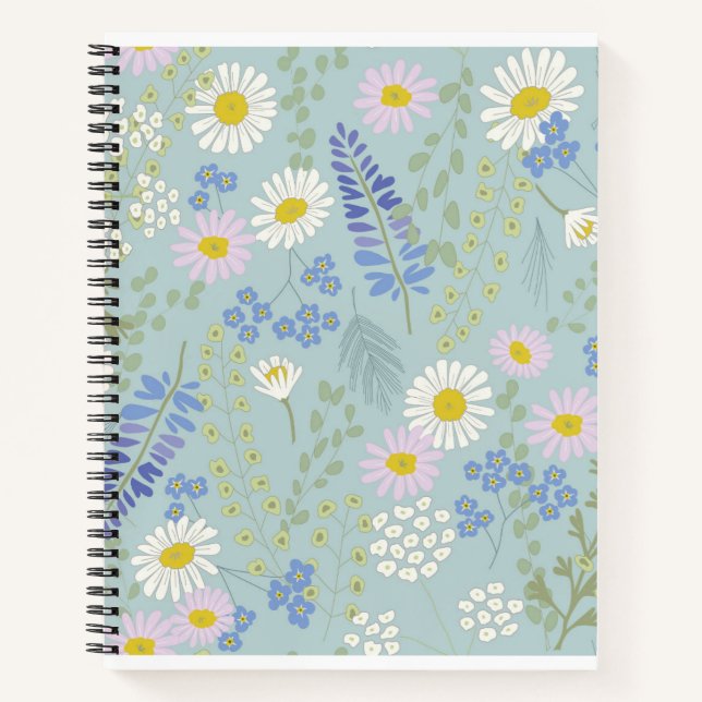 Fleurs sauvages et Carnet Spiral Plaid (Devant)