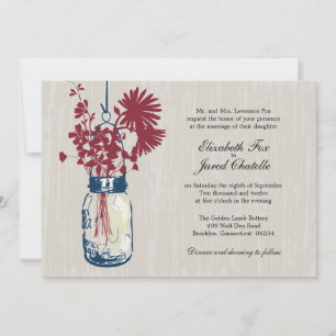 Fleurs sauvages et mariage Mason Jar Invitations