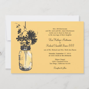 Fleurs sauvages et mariage Mason Jar Invitations