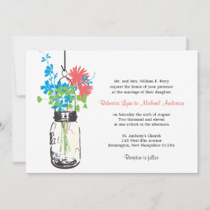 Fleurs sauvages et mariage Mason Jar Invitations