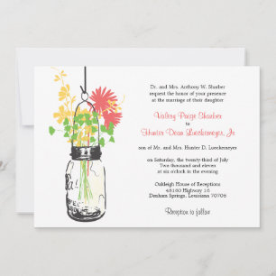 Fleurs sauvages et mariage Mason Jar Invitations
