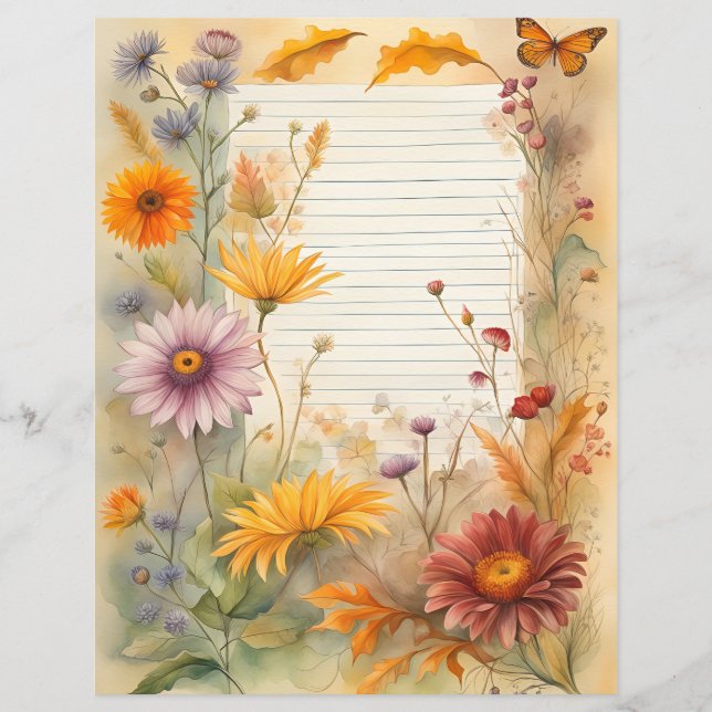 Fleurs sauvages et papillon (Devant)