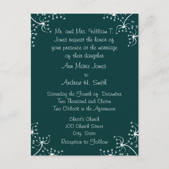 Fleurs sauvages faire-part de mariage (Devant)