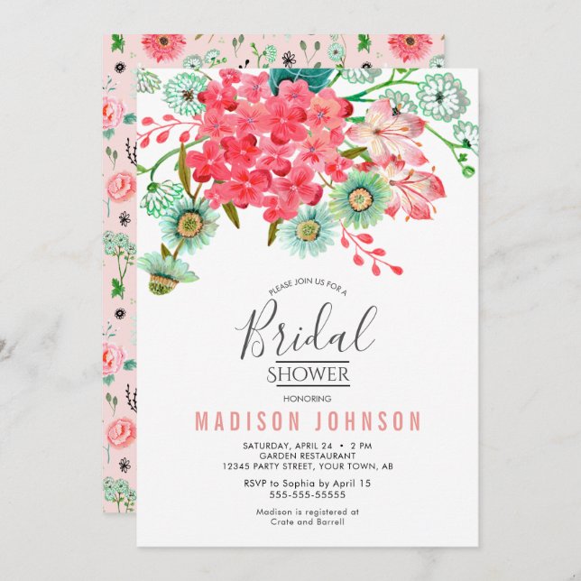 Fleurs sauvages | FÊTE DES MARIÉES | Invitation (Devant / Derrière)