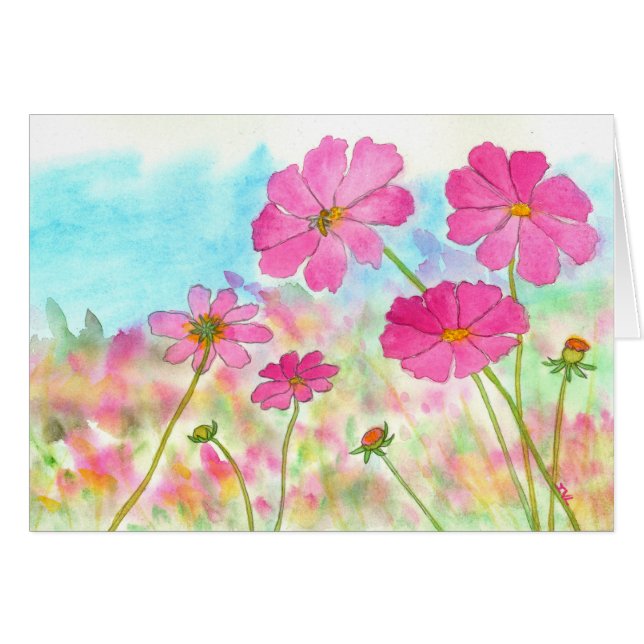 Fleurs sauvages floraux de cosmos de rose d'art (Devant Horizontal)