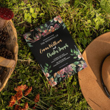 Fleurs sauvages foncées Mariage Thème Invitation