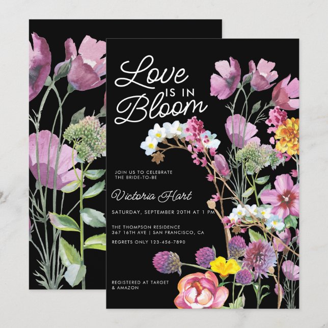 Fleurs sauvages | Invitation Boho Bridal Shower (Devant / Derrière)