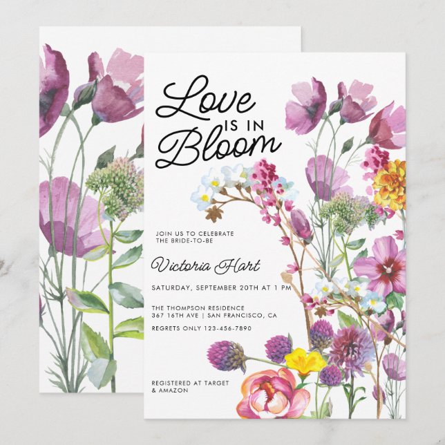 Fleurs sauvages | Invitation Boho Bridal Shower (Devant / Derrière)