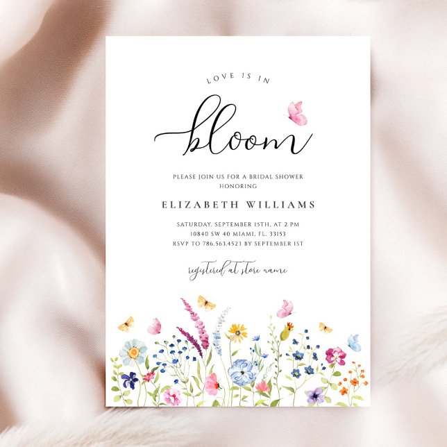 Fleurs sauvages : Invitation de douche de mariée à (Créateur téléchargé)