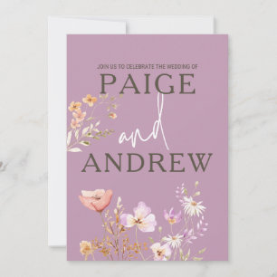 Fleurs sauvages Lavendar Faire-part de mariage de