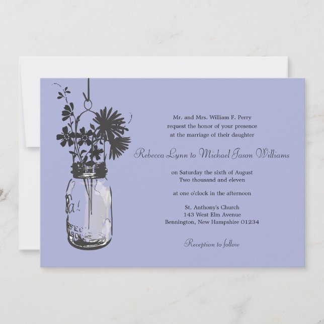Fleurs sauvages & Mason Jar Mariage Invitations (Devant)