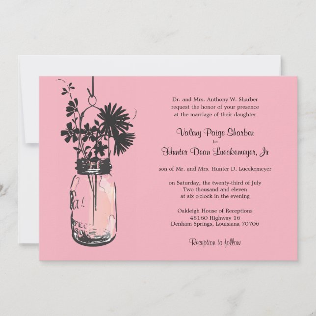 Fleurs sauvages & Mason Jar Mariage Invitations (Devant)