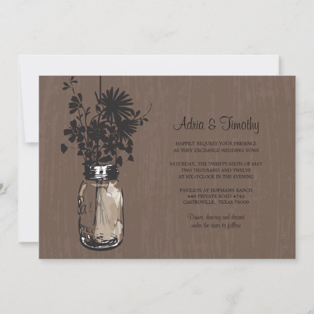 Fleurs sauvages & Mason Jar Mariage Invitations (Devant)