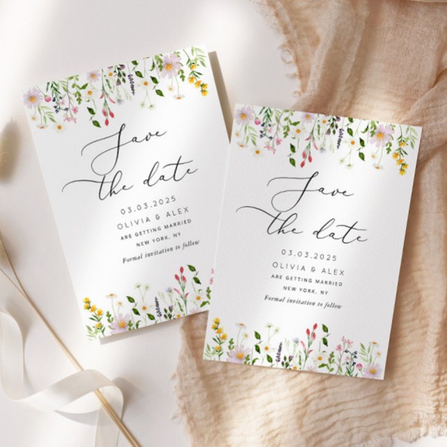 Fleurs sauvages minimalistes enregistrer la carte  (Créateur téléchargé)