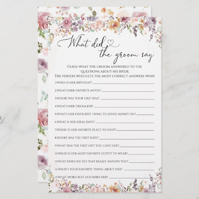 Fleurs sauvages Qu'est-ce que le marié a dit à la  (Devant / Derrière)