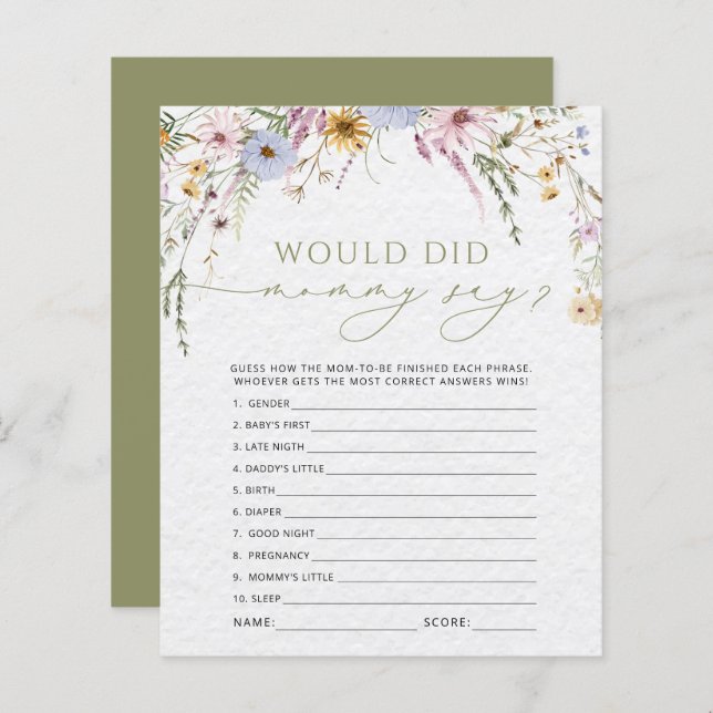 Fleurs sauvages Qu'Est-Ce Que Maman A Dit Baby sho (Devant / Derrière)