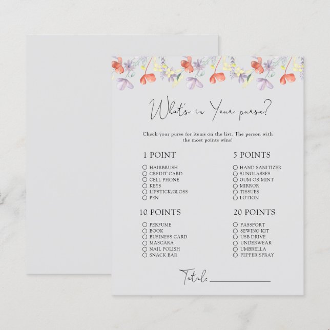 Fleurs sauvages Qu'est-ce que votre jeu de sac à m (Devant / Derrière)