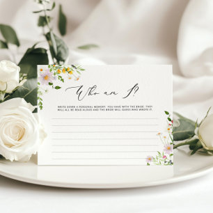 Fleurs sauvages Qui suis-je jeu de douche nuptiale