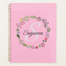 Fleurs sauvages roses Personnalisé Monogramme