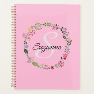 Fleurs sauvages roses Personnalisé Monogramme
