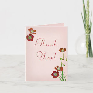 Fleurs sauvages rouges sur Merci Mariage rose