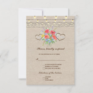 Fleurs sauvages rustiques Burlap Wedding RSVP