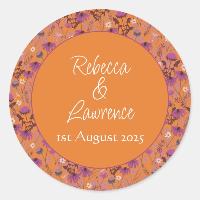 Fleurs sauvages Saffron Sky - Mariage autocollant  (Devant)