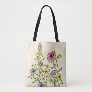 Fleurs sauvages sur un sac fourre-tout
