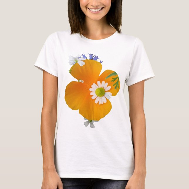 Fleurs sauvages : T-shirt jaune orange blanc (Devant)