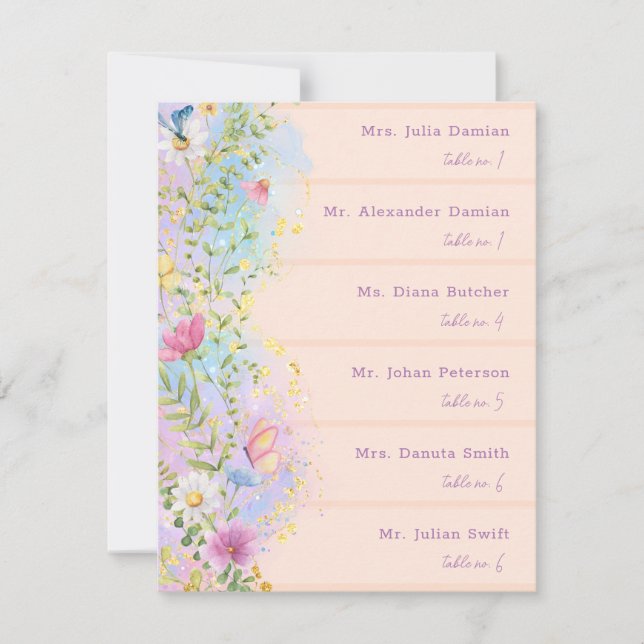 Fleurs sauvages Whimsical Floral Mariage Cartes de (Devant)