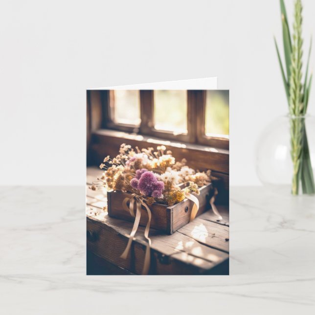Fleurs séchées dans une boîte en bois (Devant)