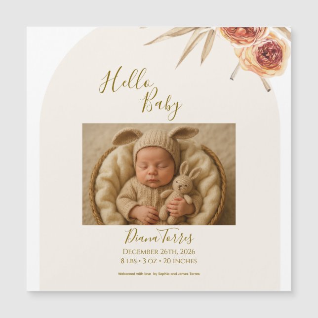 Fleurs séchées pastel crème Bonjour bébé (Devant)