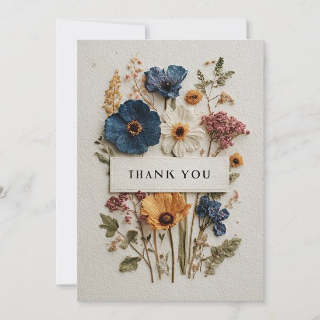 Fleurs séchées sur Cartes de remerciements en papi (Devant)