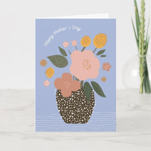 Fleurs simples dans Vase carte de voeux de fête de