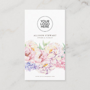 Fleurs simples élégantes Carte de visite avec code