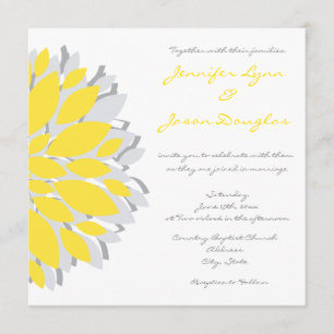 Fleurs simples jaunes et gris Invitations de maria